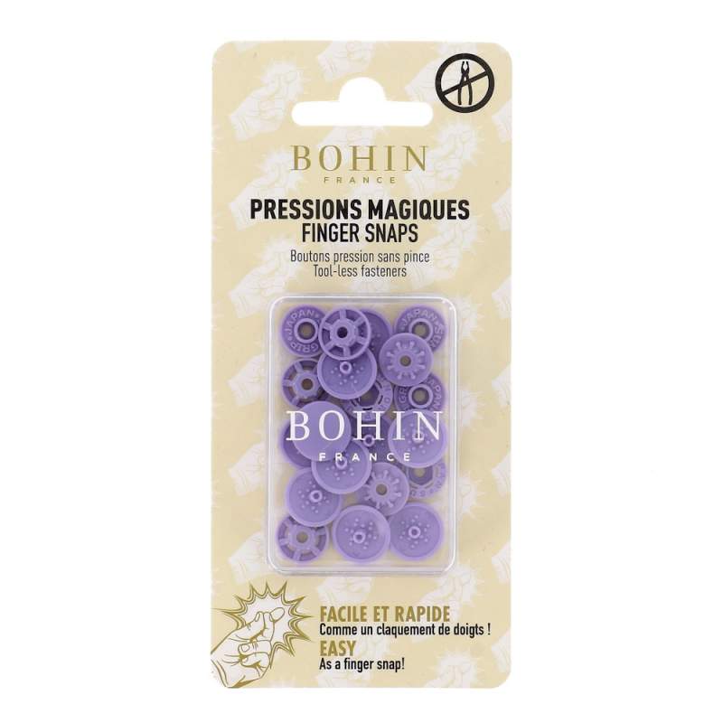 Bottoni a Pressione Magici Senza Pinza Malva - Misura 13 mm - 8 pz Bohin - 1