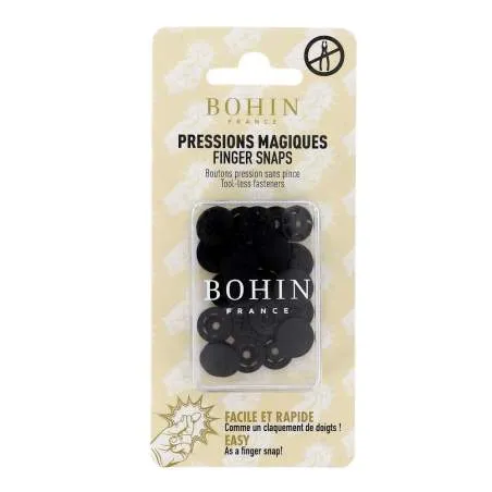 Bottoni a Pressione Magici Senza Pinza Neri - Misura 13 mm - 8 pz Bohin - 1