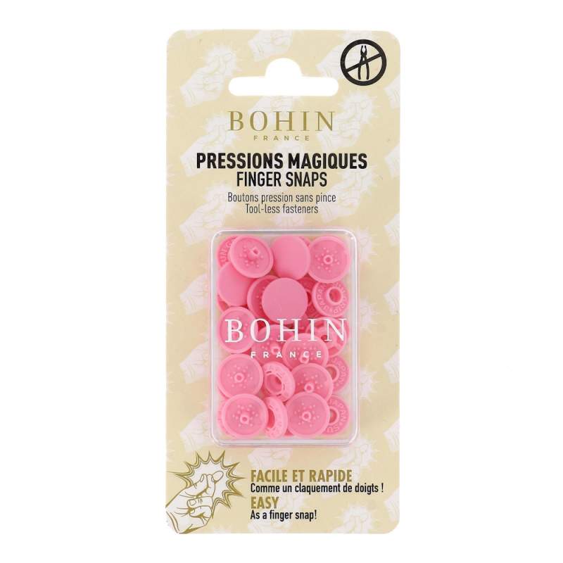 Bottoni a Pressione Magici Senza Pinza Rosa - Misura 13 mm - 8 pz Bohin - 1