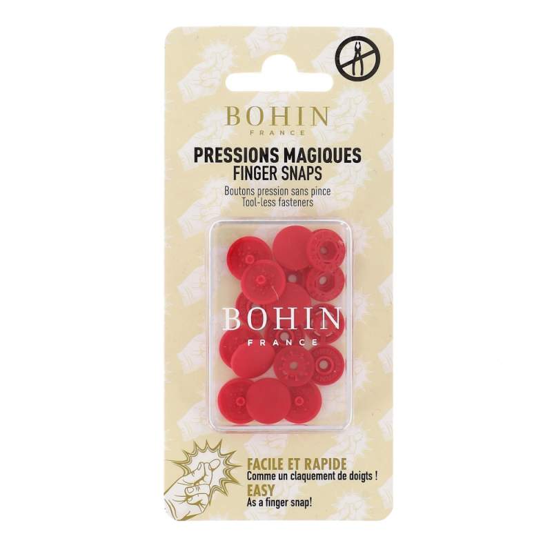 Bottoni a Pressione Magici Senza Pinza Rosso - Misura 13 mm - 8 pz Bohin - 1