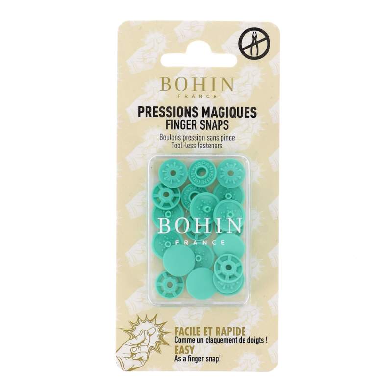 Bottoni a Pressione Magici Senza Pinza Verde menta - Misura 13 mm - 8 pz Bohin - 1
