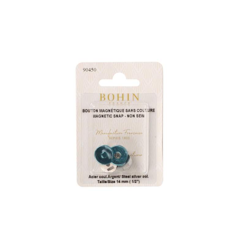 Bottoni automatici magnetici senza cucitura - 2pz color argento 14mm Bohin - 1