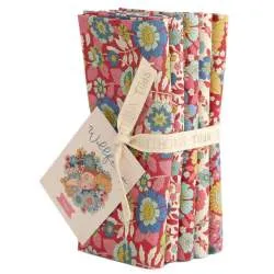 Tilda Wallflower Bundle Burgundy, 5 Fat Quarter da 50 x 55 cm Rosso Borgogna Tilda Fabrics - 1