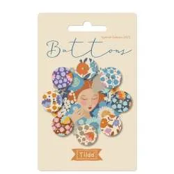 Tilda Wallflower Buttons, 8 Bottoni da 16mm Blu/Lilla Tilda Fabrics - 1