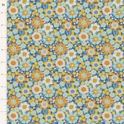 Tilda Wallflower Lauren Blue, Tessuto Blu Muro di Fiori