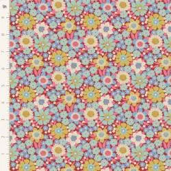 Tilda Wallflower Lauren Burgundy, Tessuto Rosso Borgogna Muro di Fiori Tilda Fabrics - 2