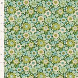 Tilda Wallflower Lauren Green, Tessuto Verde Muro di Fiori