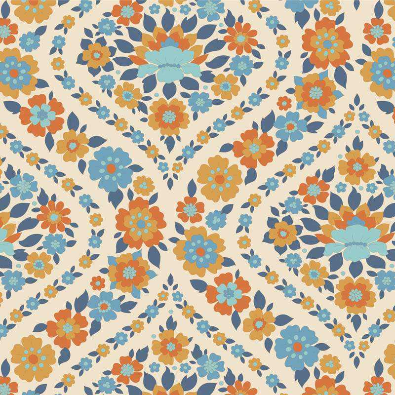 Tilda Wallflower Bianca Blue, Tessuto Blu Giardino di fiori Tilda Fabrics - 1 Tilda Wallflower Bianca Blue, Tessuto Blu Giardino di fiori Tilda Fabrics - 1