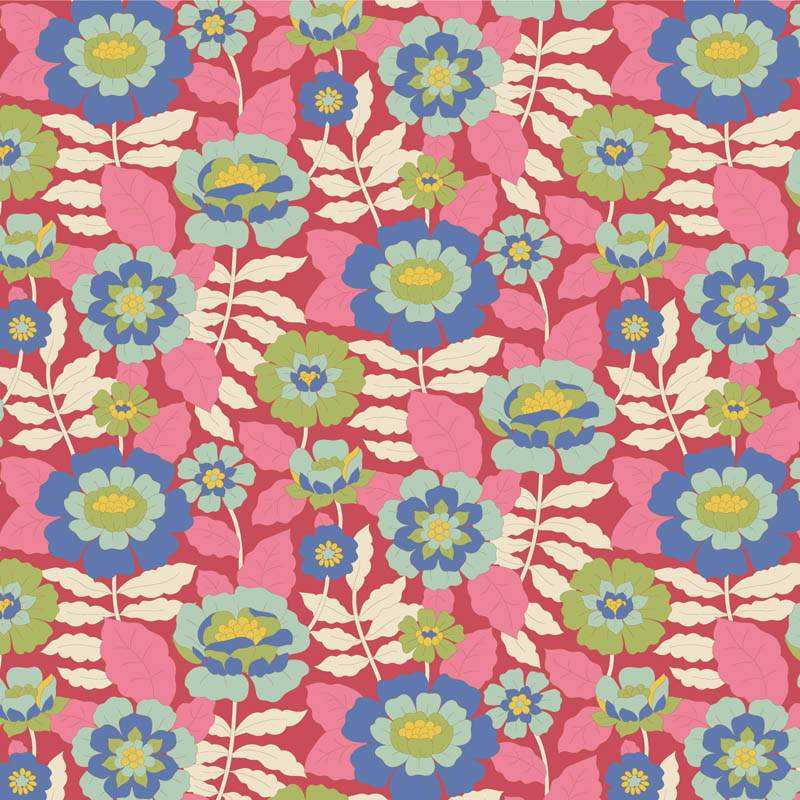 Tilda Wallflower Beverly Pink, Tessuto Rosa Campo di fiori Tilda Fabrics - 1