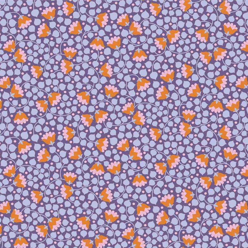 Tilda Wallflower Bellflower Thristle, Tessuto Viola Cardo Campanule Tilda Fabrics - 1
