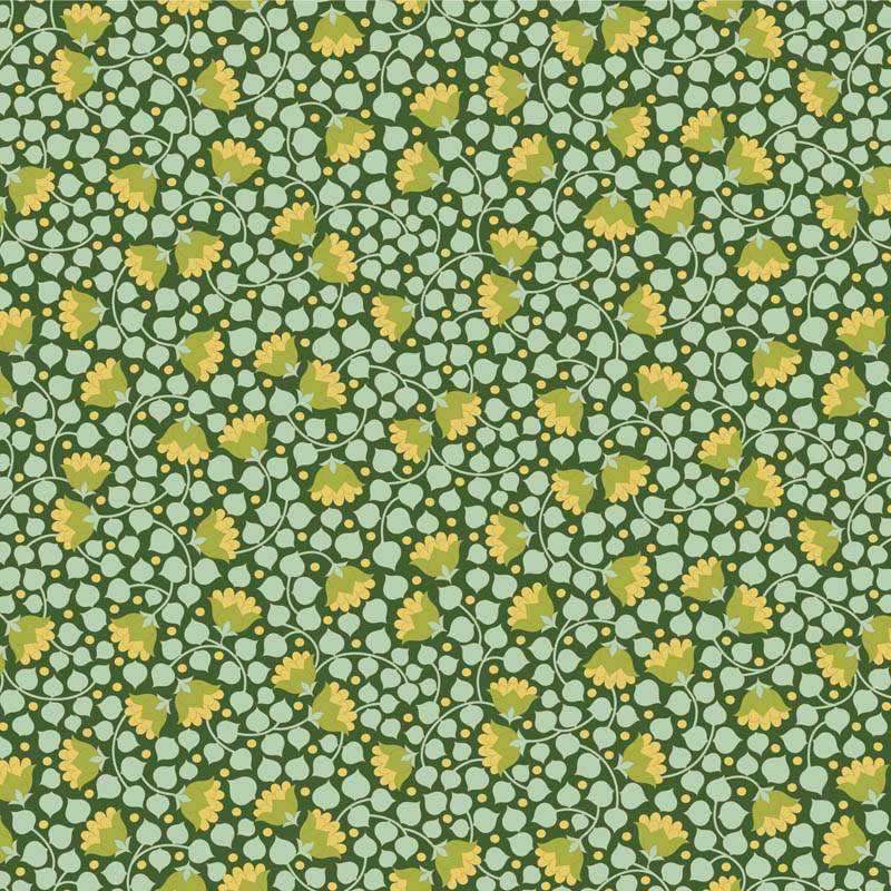 Tilda Wallflower Bellflower Pine, Tessuto Verde Pino Campanule Tilda Fabrics - 1