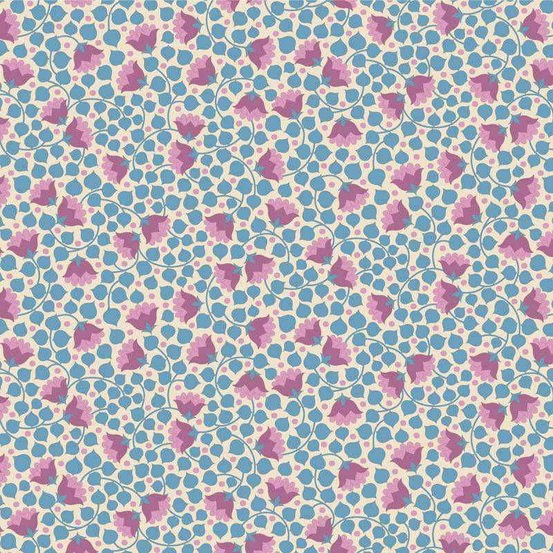 Tilda Wallflower Bellflower Blue, Tessuto Blu Campanule Tilda Fabrics - 1