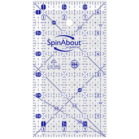 SpinAbout by QuiltCut - Righello Patchwork da 3,5 x 6,5 inch QuiltCut - 1
