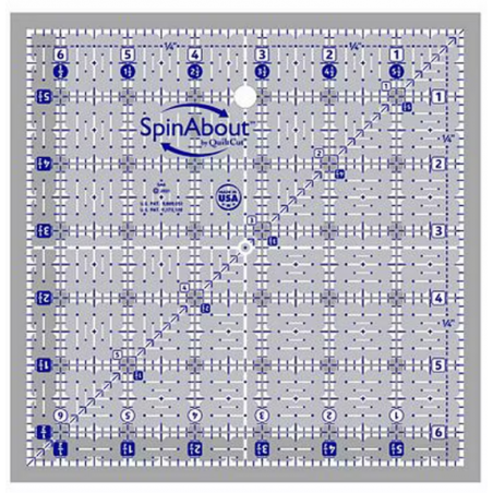 SpinAbout by QuiltCut - Righello Patchwork quadrato da 6,5 inch QuiltCut - 1