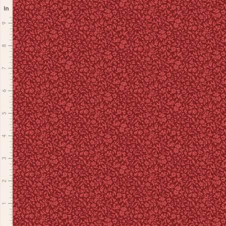 Tilda Merry Little Christmas Blender, Eve Burgundy, tessuto con texture di fiorellini tono su tono su fondo rosso scuro Tilda Fa