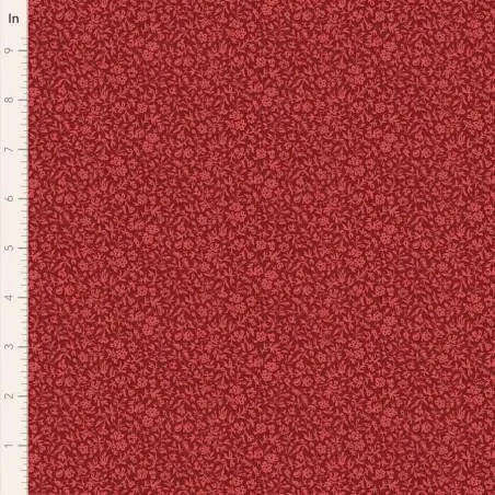 Tilda Merry Little Christmas Blender, Eve Burgundy, tessuto con texture di fiorellini tono su tono su fondo rosso scuro Tilda Fa