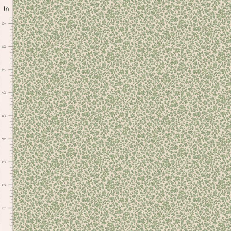 Tilda Merry Little Christmas Blender, Eve Sage, tessuto con texture di fiorellini tono su tono su fondo verde salvia Tilda Fabri