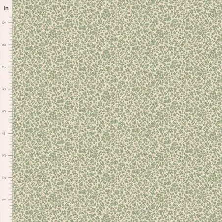 Tilda Merry Little Christmas Blender, Eve Sage, tessuto con texture di fiorellini tono su tono su fondo verde salvia Tilda Fabri