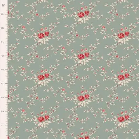 Tilda Merry Little Christmas Blender, Noel Duckegg, tessuto con stampa di rose e agrifoglio su fondo azzurro uova d'anatra Tilda