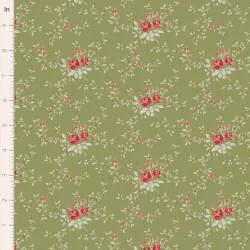 Tilda Merry Little Christmas Blender, Noel Moss, tessuto con stampa di rose e agrifoglio su fondo verde muschio Tilda Fabrics - 