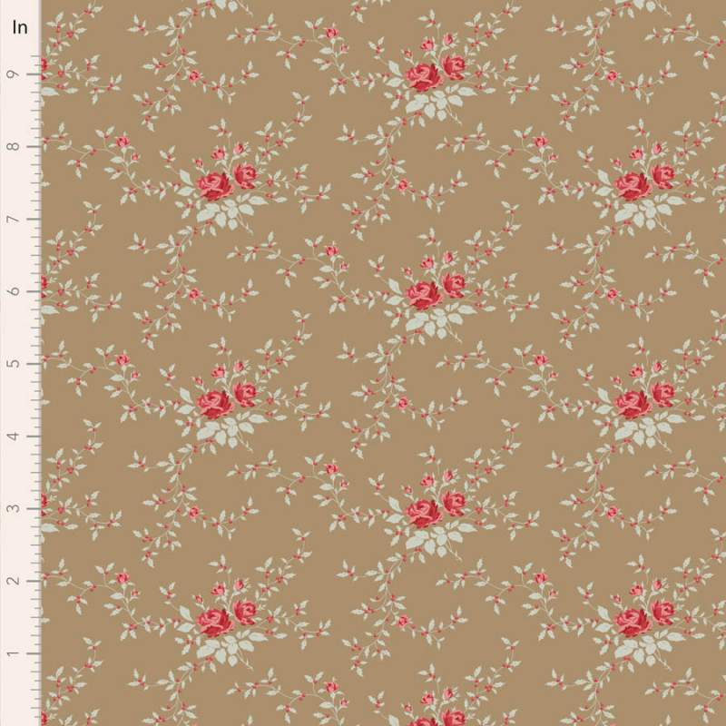 Tilda Merry Little Christmas Blender, Noel Taupe, tessuto con stampa di rose e agrifoglio su fondo talpa Tilda Fabrics - 1