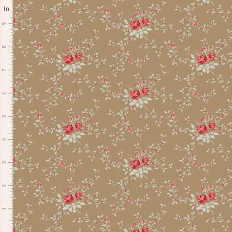 Tilda Merry Little Christmas Blender, Noel Taupe, tessuto con stampa di rose e agrifoglio su fondo talpa Tilda Fabrics - 1