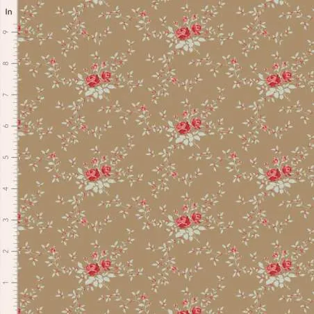 Tilda Merry Little Christmas Blender, Noel Taupe, tessuto con stampa di rose e agrifoglio su fondo talpa Tilda Fabrics - 1