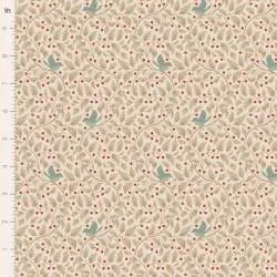 Tilda Merry Little Christmas, Holly Clay, tessuto con agrifoglio e uccellini su fondo argilla Tilda Fabrics - 1