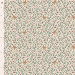 Tilda Merry Little Christmas, Holly Duckegg, tessuto con agrifoglio e uccellini su fondo azzurro uova d'anatra Tilda Fabrics - 1