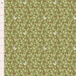 Tilda Merry Little Christmas, Holly Moss, tessuto con agrifoglio e uccellini su fondo verde muschio Tilda Fabrics - 1