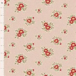 Tilda Merry Little Christmas, Joy Cream, tessuto con fiori e pois rossi su fondo crema Tilda Fabrics - 1