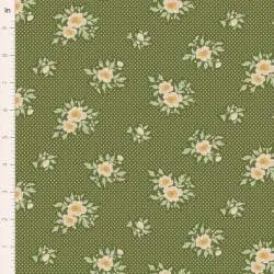 Tilda Merry Little Christmas, Joy Pine, tessuto con fiori e pois su fondo verde pino Tilda Fabrics - 1