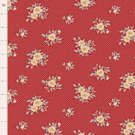 Tilda Merry Little Christmas, Joy Red, tessuto con fiori e pois su fondo rosso Tilda Fabrics - 1