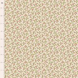 Tilda Merry Little Christmas, Mistletoe Cream, tessuto con vischio verde su fondo crema Tilda Fabrics - 1