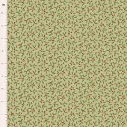 Tilda Merry Little Christmas, Mistletoe Pistachio, tessuto con vischio verde su fondo verde pistacchio Tilda Fabrics - 1