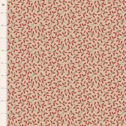 Tilda Merry Little Christmas, Mistletoe Red, tessuto con vischio rosso su fondo beige Tilda Fabrics - 1