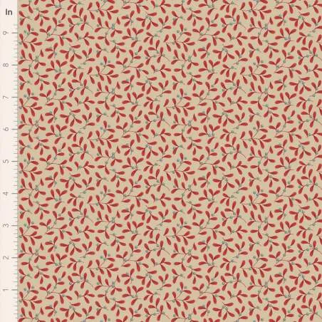 Tilda Merry Little Christmas, Mistletoe Red, tessuto con vischio rosso su fondo beige Tilda Fabrics - 1