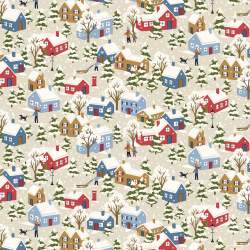 copy of Festive Fair Stars and Ribbons, Tessuto Verde con Stelle e Nastri - Liberty Fabrics