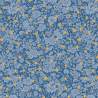 Festive Greetings, Emily Star, Tessuto Azzurro con fiori tono su tono e stelle d'oro - Liberty Fabrics
