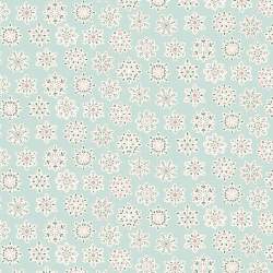 Festive Greetings, Snow Season, Tessuto Azzurro Chiaro con fiocchi di neve in bianco - Liberty Fabrics