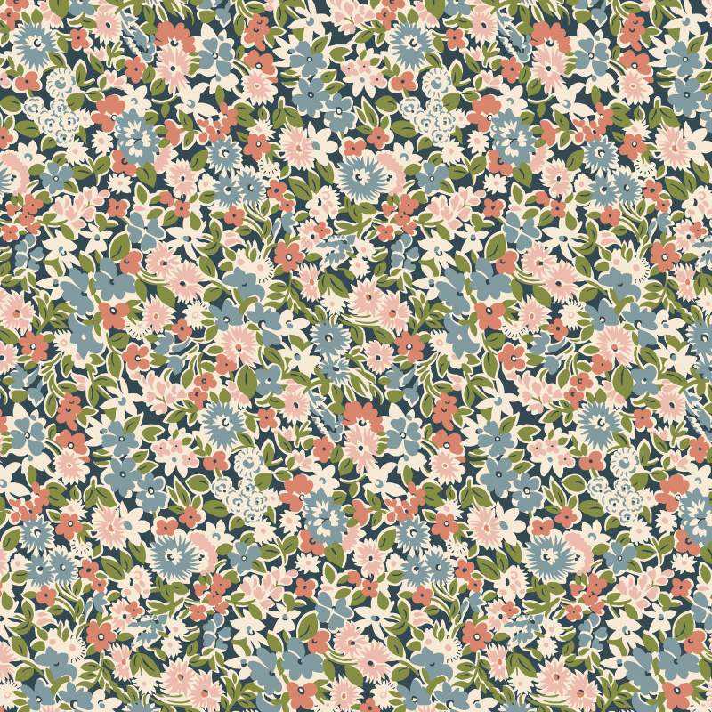 Floral Nostalgia, Isly Garden, Tessuto con tappeto di fiori rosa e azzurri - Liberty Fabrics Liberty Fabrics - 1