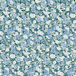 Floral Nostalgia, Isly Garden, Tessuto con tappeto di fiori azzurri - Liberty Fabrics