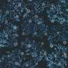 Artisan Batiks: Winter Pines, Midnight by Lunn Studios, tessuto batik blu con foglie e fiocchi di neve - Robert Kaufman Robert K