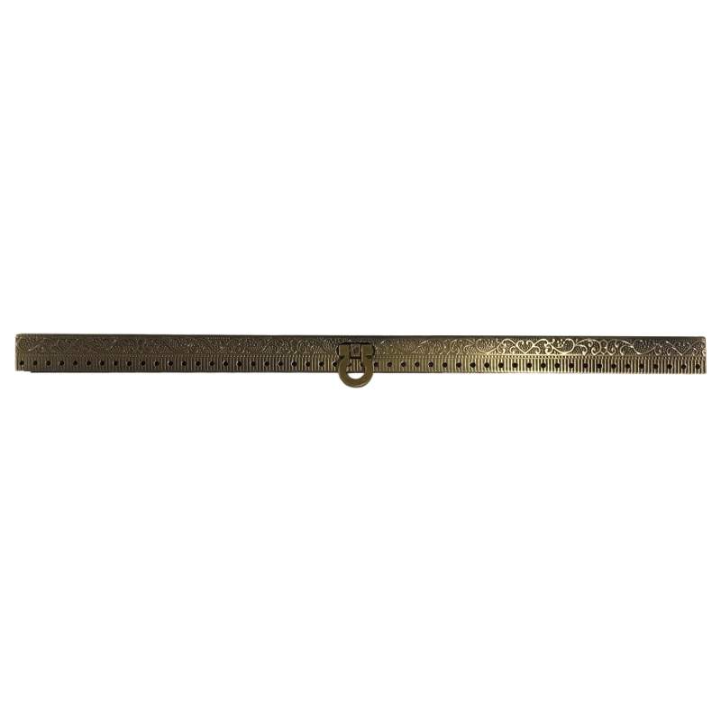 Chiusura dritta per borse da 25 cm con incastro centrale, metallica con fori da cucire IDEAS - 1