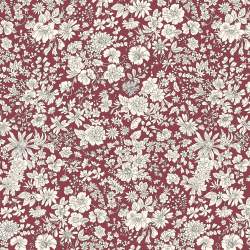 Emily Belle Jewel Tones Claret, Tessuto Bordeaux a fiori bianchi - Liberty Fabrics
