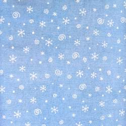 Polar Pais, Tessuto di flanella di cotone azzurro con fiocchi di neve e swirl South Sea Import - 1