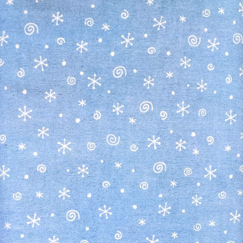 Polar Pais, Tessuto di flanella di cotone azzurro con fiocchi di neve e swirl South Sea Import - 1