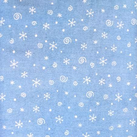 Polar Pais, Tessuto di flanella di cotone azzurro con fiocchi di neve e swirl South Sea Import - 1