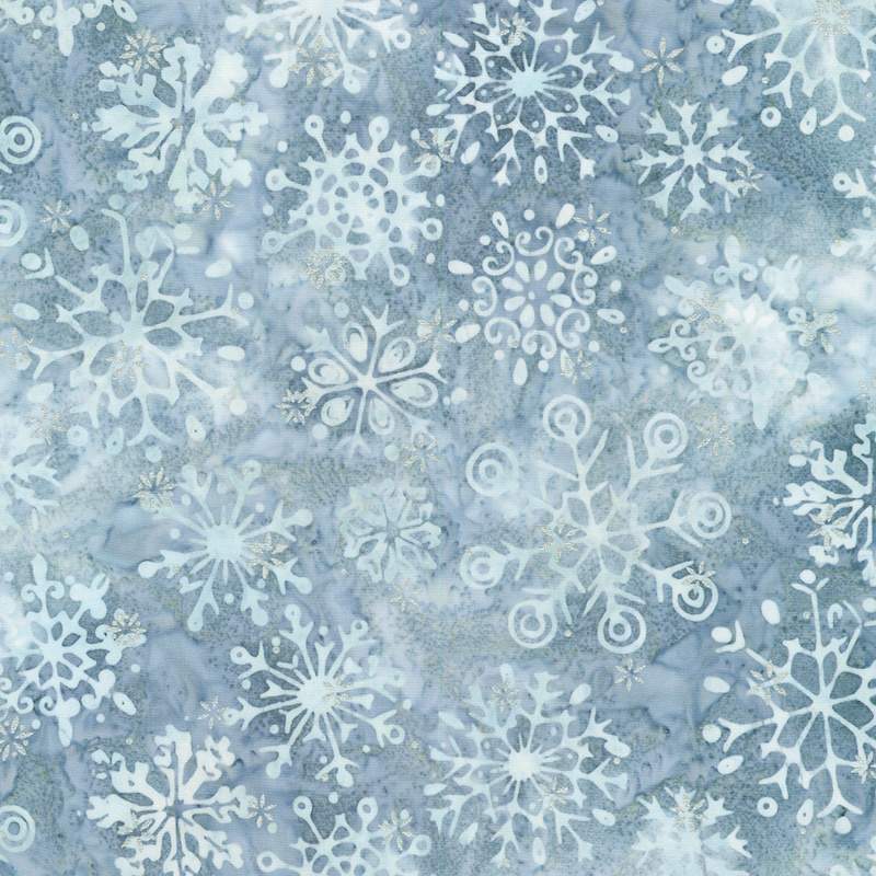 copy of Artisan Batiks: Winter Pines, Shale by Lunn Studios, tessuto batik grigio scisto con fiocchi di neve - Robert Kaufman Ro