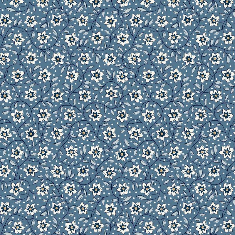 Denim Florals, Lily Trail, Tessuto Azzurro Denim con sentieri di Gigli - Liberty Fabrics Liberty Fabrics - 1